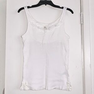 Women’s Junior’s White Built in Cami Tank Top - Size Medium
